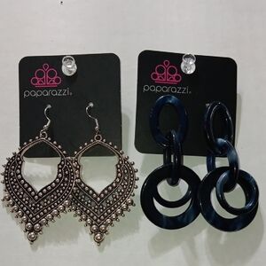 Paparazzi Elegant Silver and Dark Blue Earrings